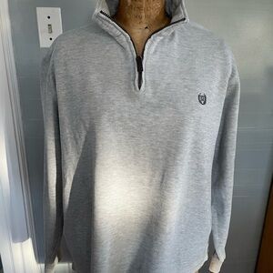 Chaps Light Gray Striped Pullover